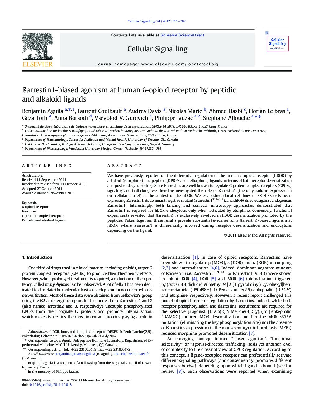Ãarrestin1-biased agonism at human Î´-opioid receptor by peptidic and alkaloid ligands