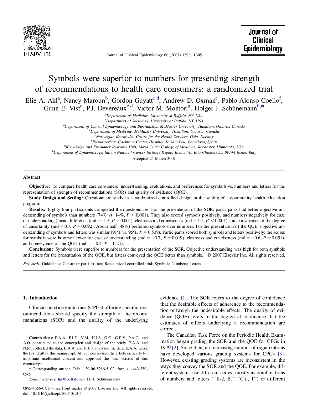 Symbols were superior to numbers for presenting strength of recommendations to health care consumers: a randomized trial 