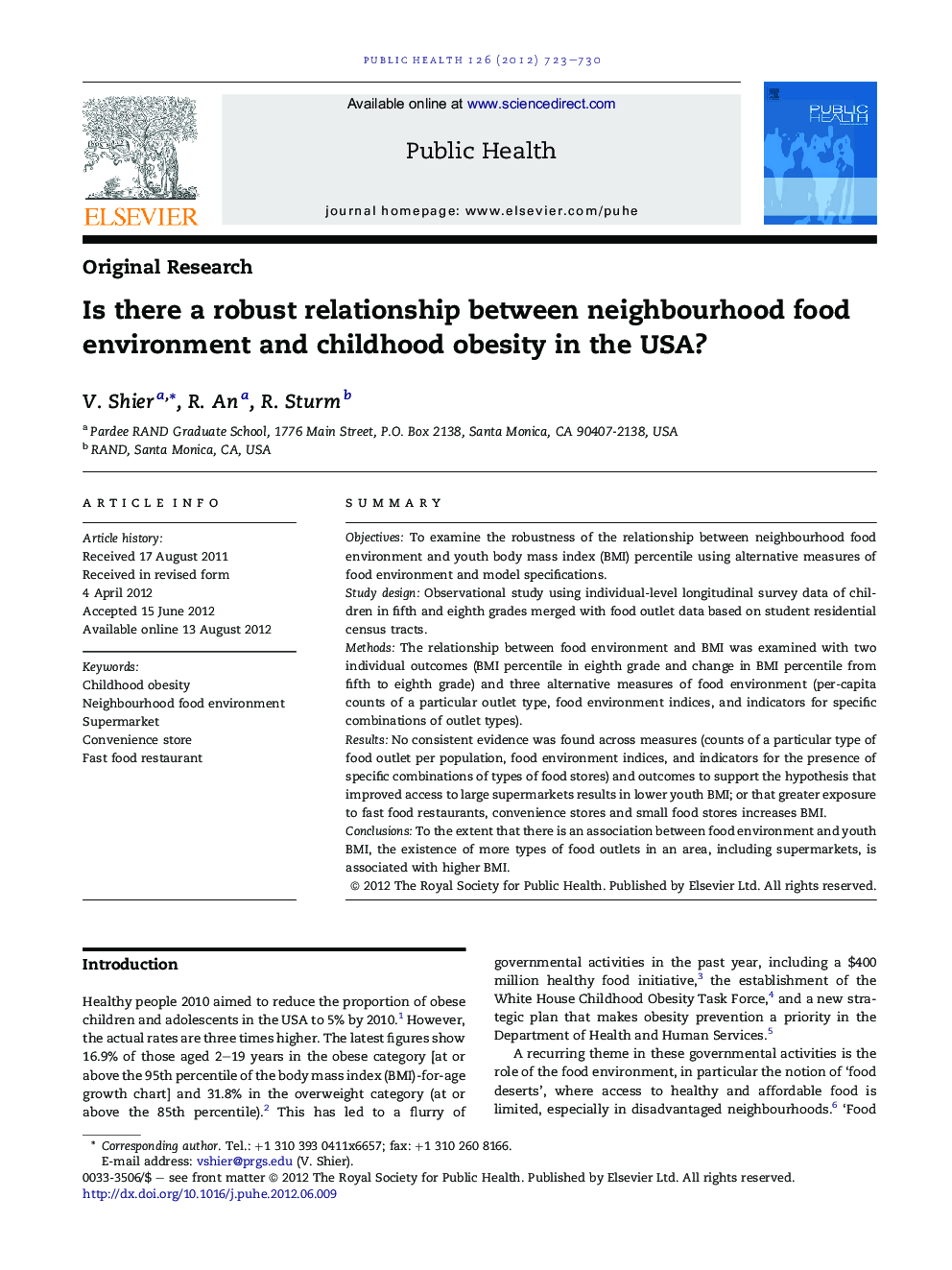 Is there a robust relationship between neighbourhood food environment and childhood obesity in the USA?