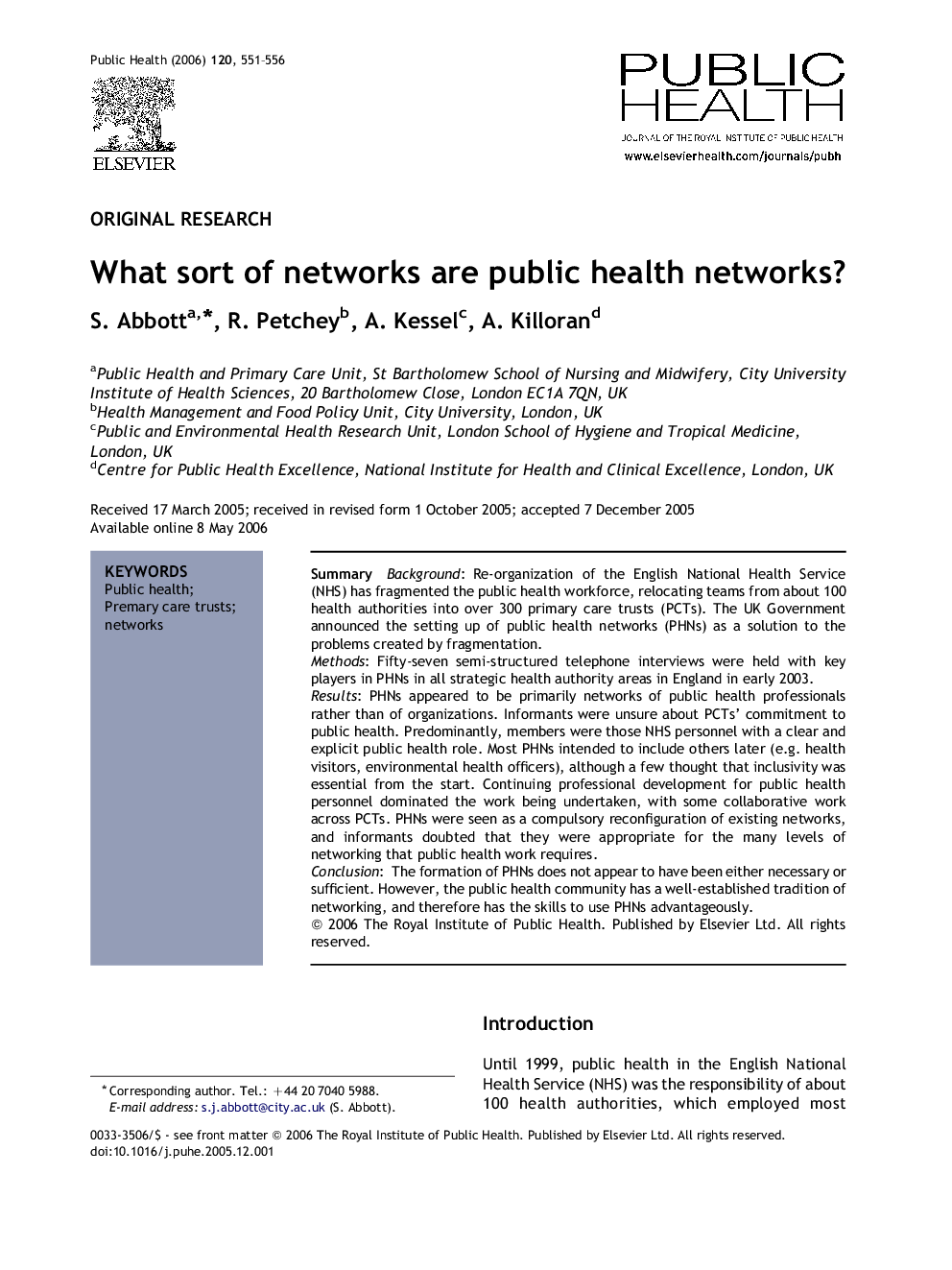 What sort of networks are public health networks?