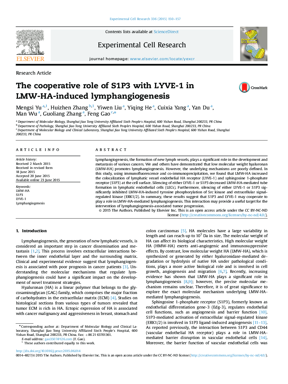 The cooperative role of S1P3 with LYVE-1 in LMW-HA-induced lymphangiogenesis