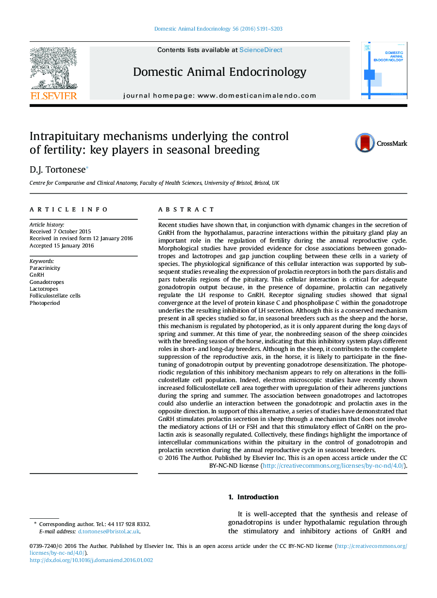 Intrapituitary mechanisms underlying the control ofÂ fertility: key players in seasonal breeding