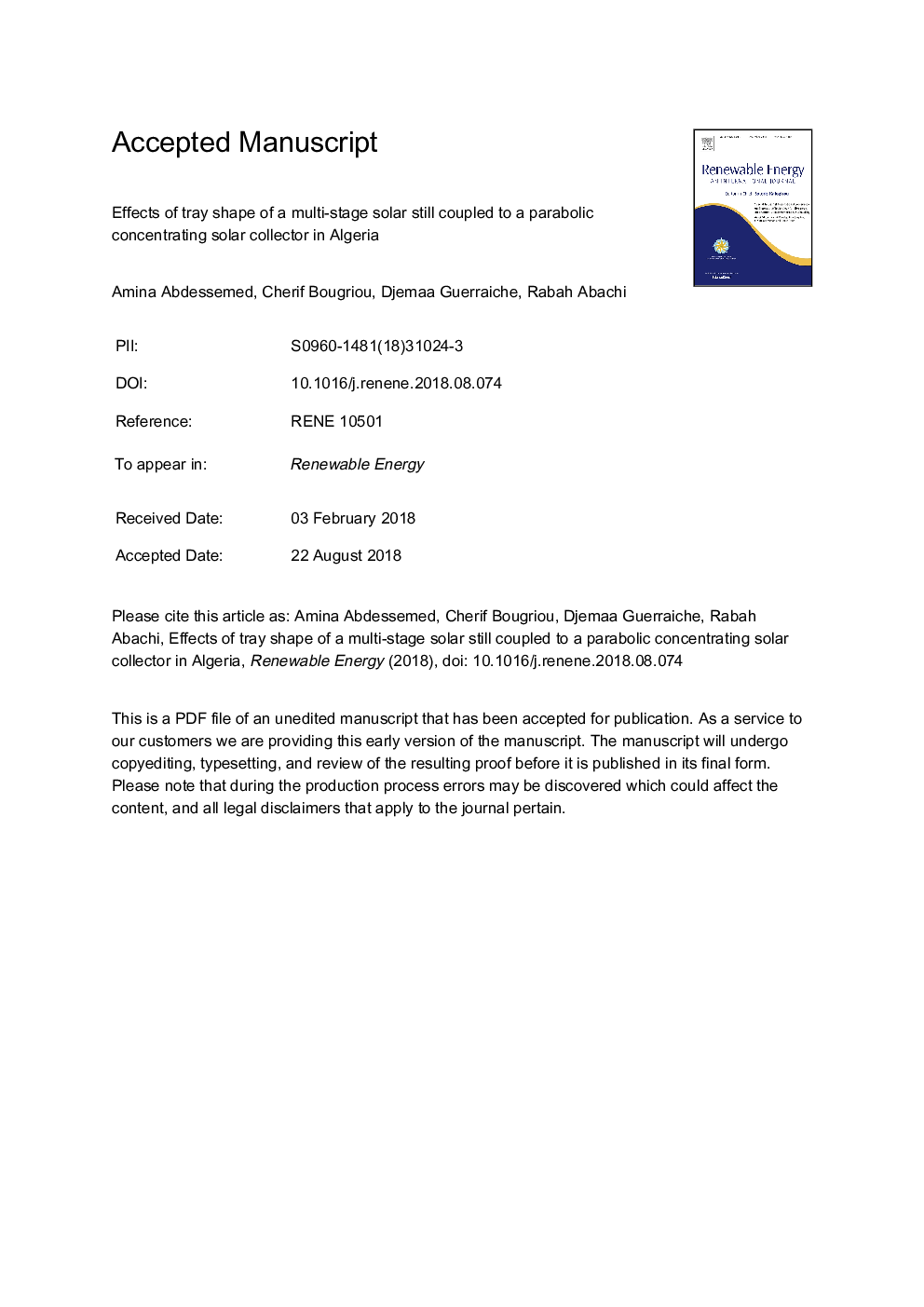 Effects of tray shape of a multi-stage solar still coupled to a parabolic concentrating solar collector in Algeria