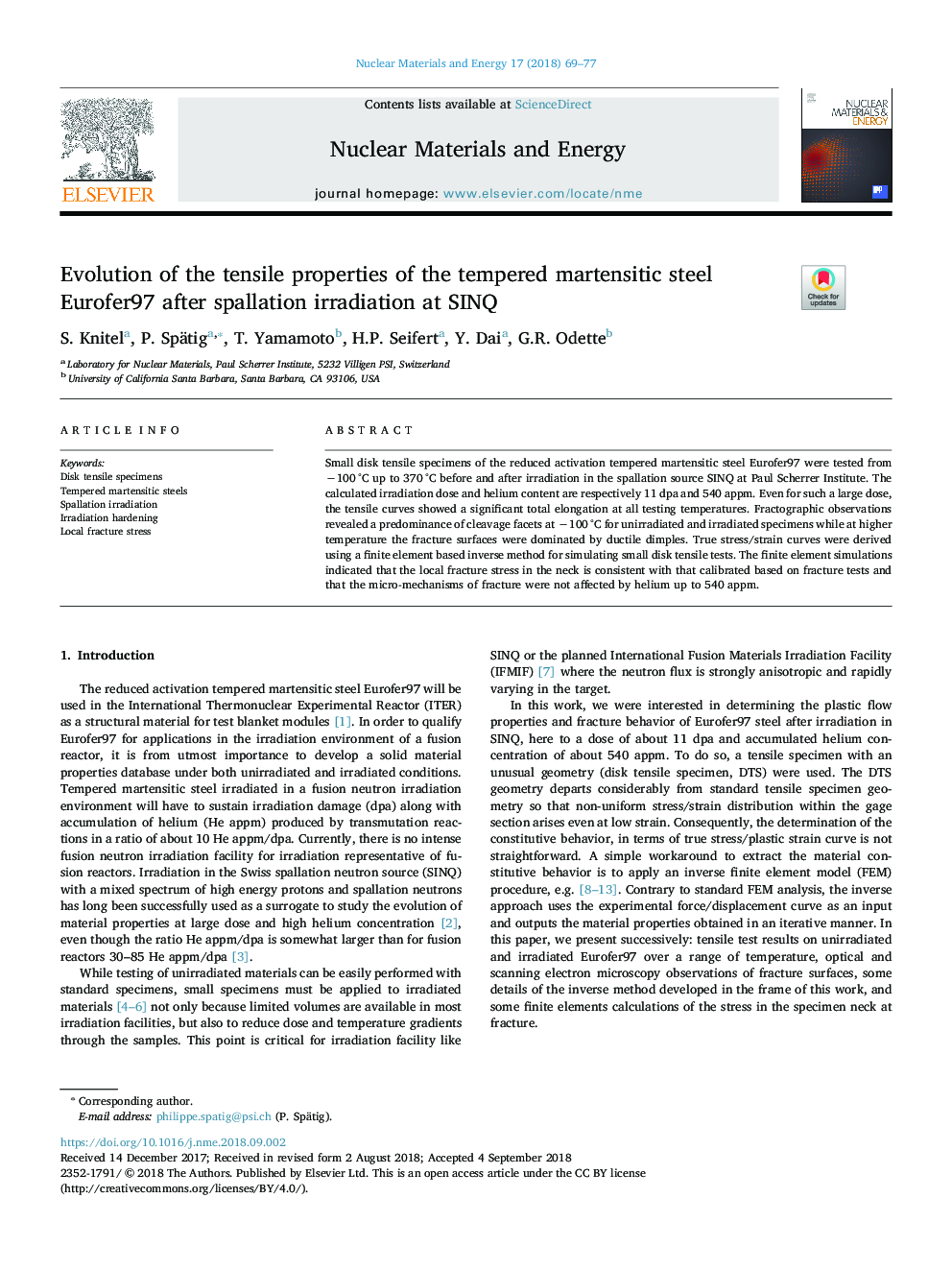 Evolution of the tensile properties of the tempered martensitic steel Eurofer97 after spallation irradiation at SINQ