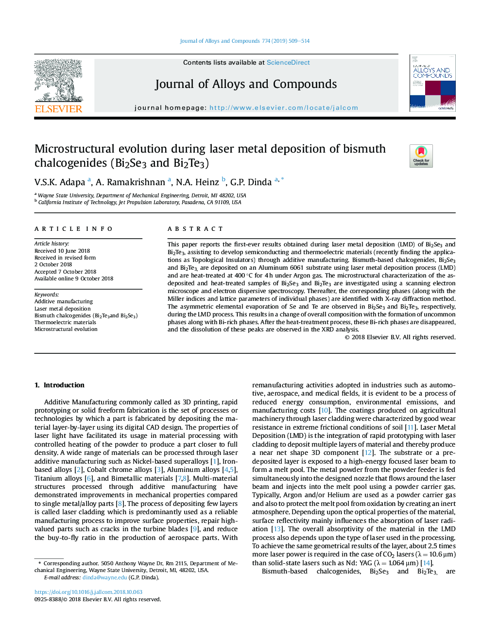 Microstructural evolution during laser metal deposition of bismuth chalcogenides (Bi2Se3 and Bi2Te3)