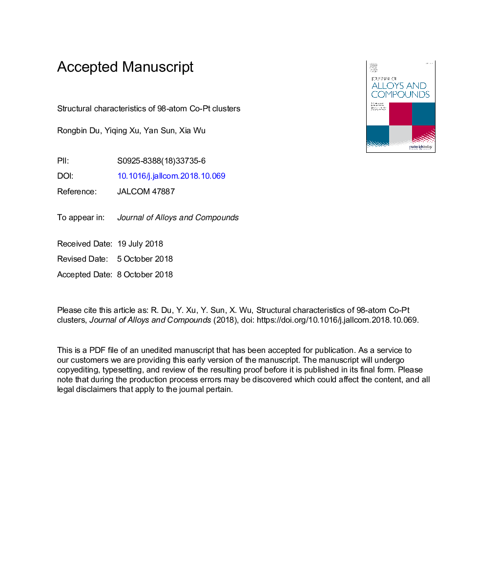 Structural characteristics of 98-atom Co-Pt clusters