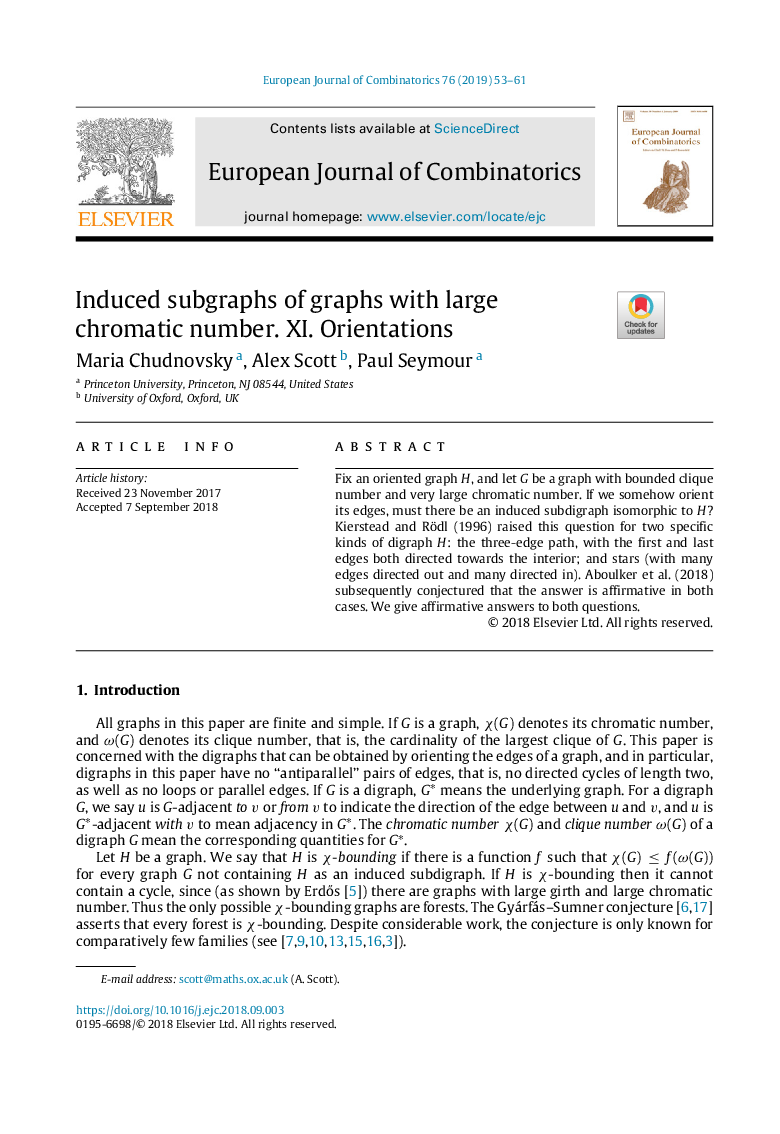 Induced subgraphs of graphs with large chromatic number. XI. Orientations