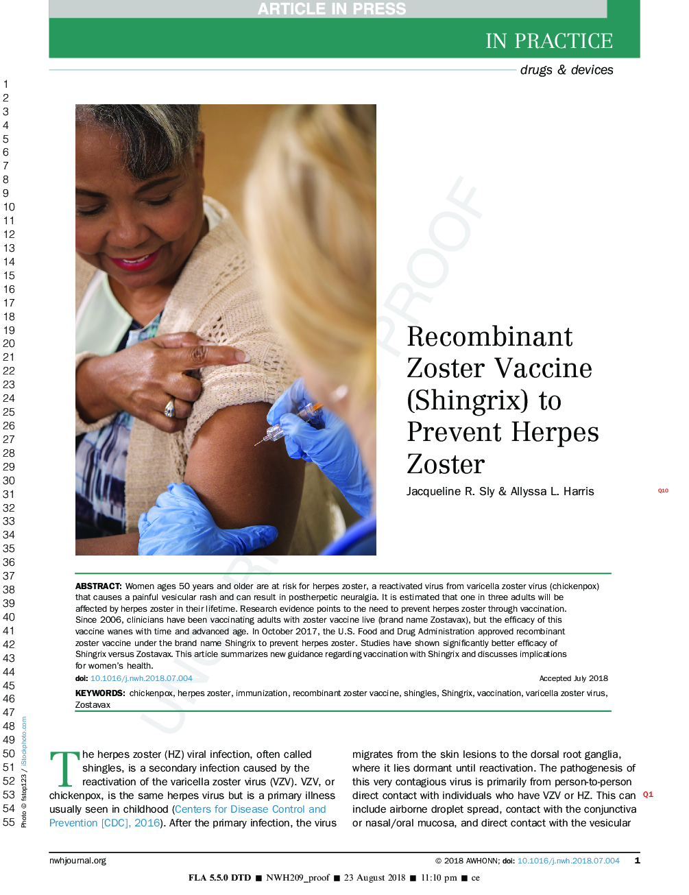 Recombinant Zoster Vaccine (Shingrix) to Prevent Herpes Zoster