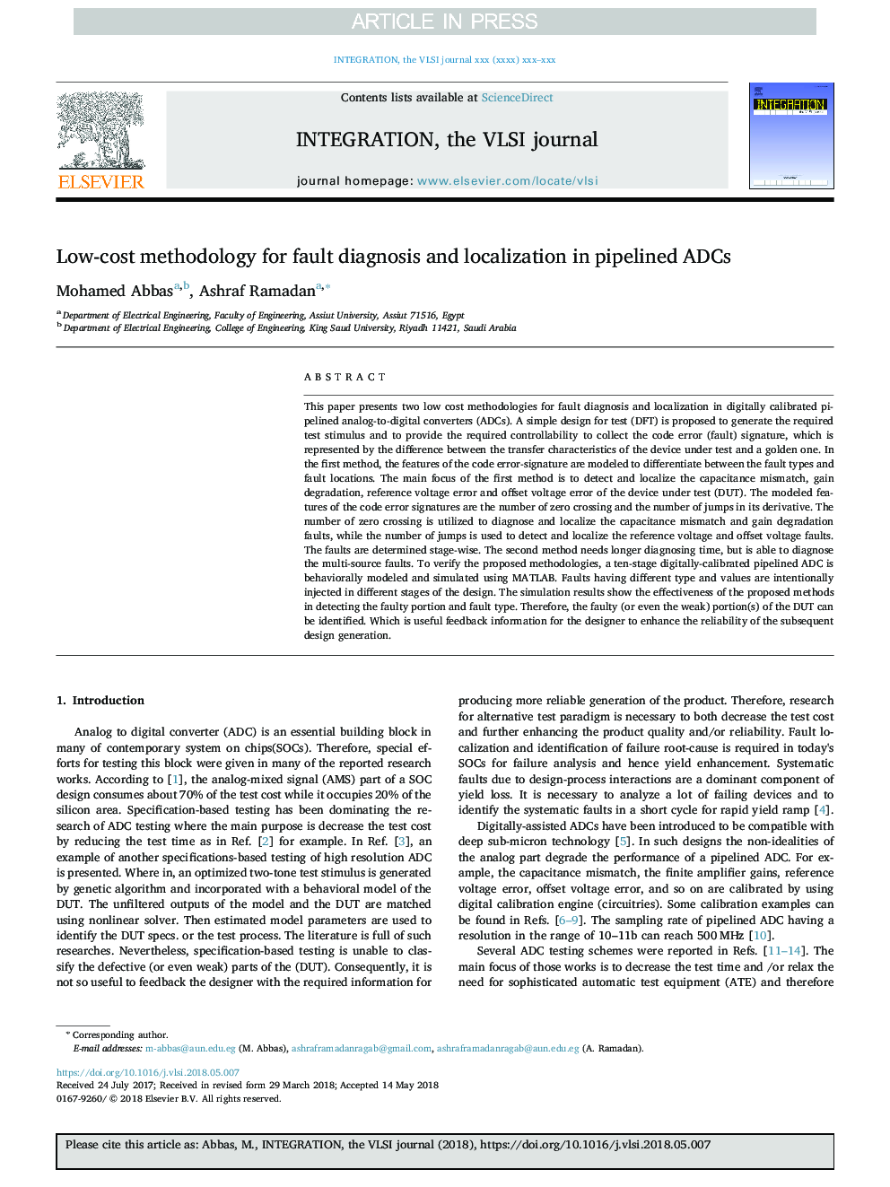 Low-cost methodology for fault diagnosis and localization in pipelined ADCs