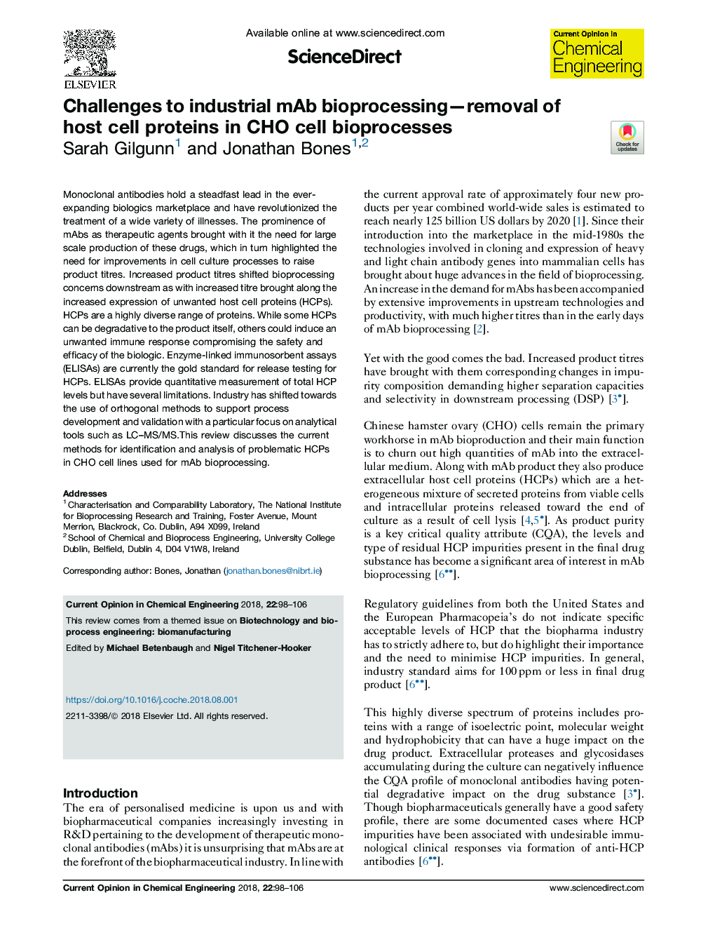 Challenges to industrial mAb bioprocessing-removal of host cell proteins in CHO cell bioprocesses