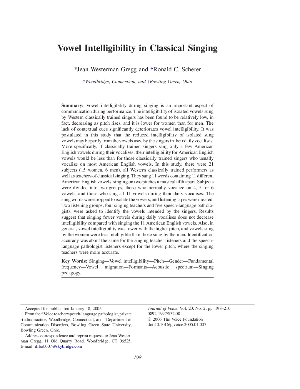 Vowel Intelligibility in Classical Singing