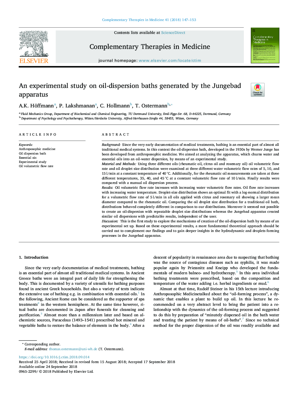 An experimental study on oil-dispersion baths generated by the Jungebad apparatus