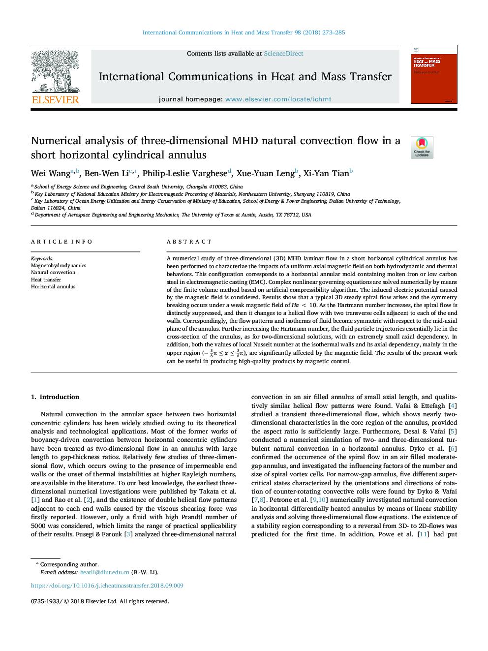 Numerical analysis of three-dimensional MHD natural convection flow in a short horizontal cylindrical annulus