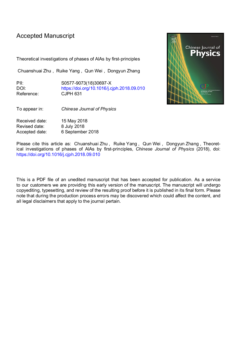 Theoretical investigations of phases of AlAs by first-principles