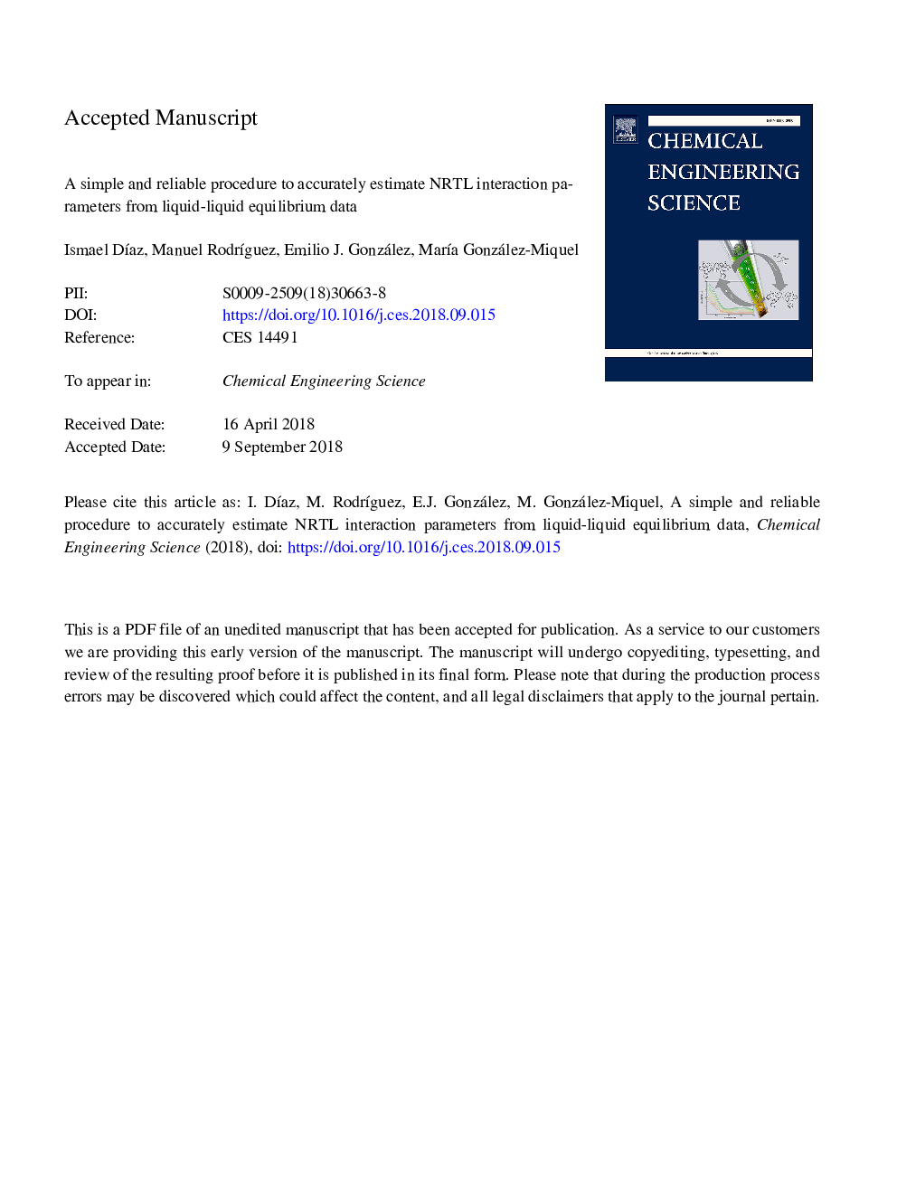 A simple and reliable procedure to accurately estimate NRTL interaction parameters from liquid-liquid equilibrium data