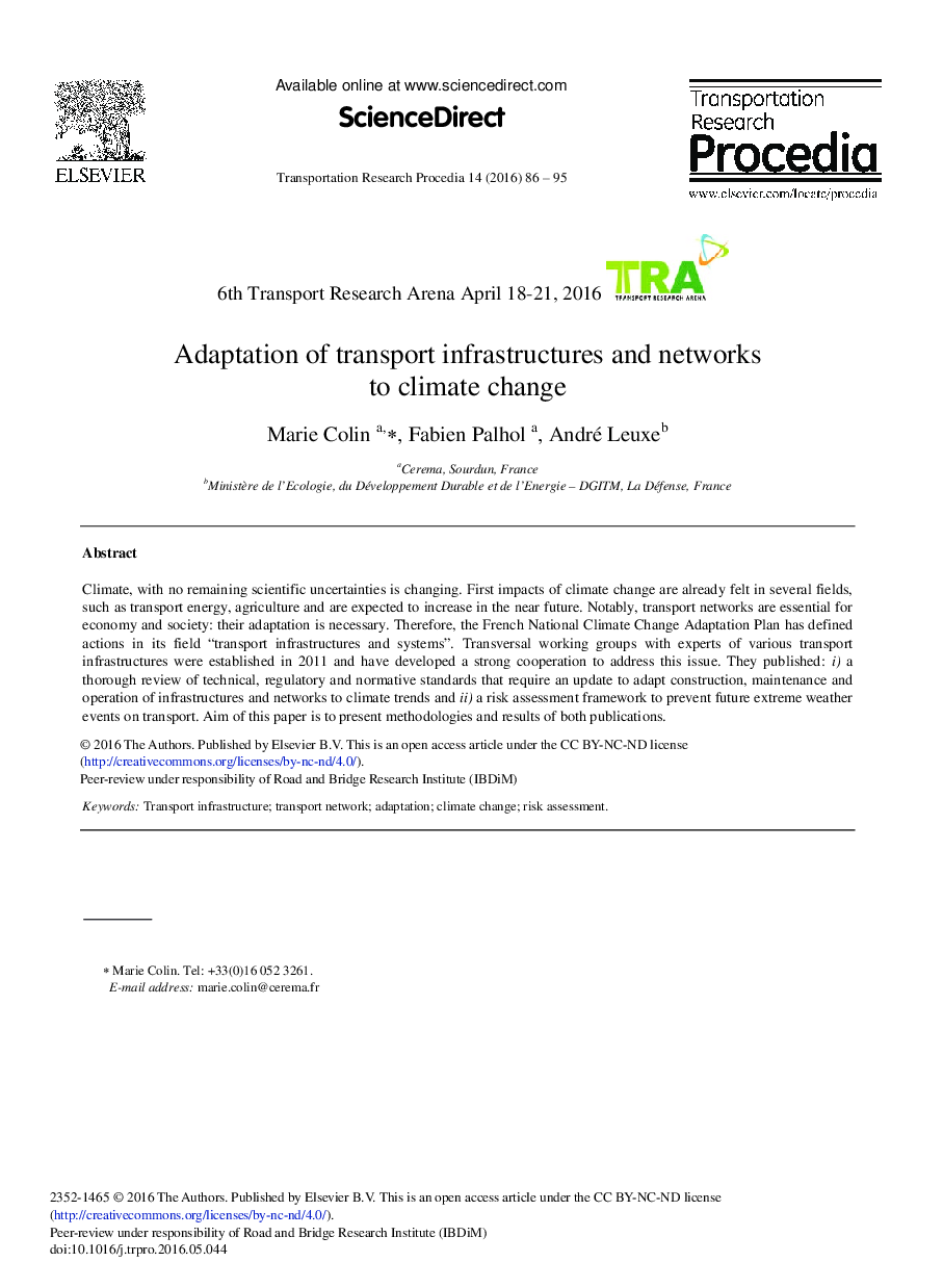 اقتباس زیرساخت های و شبکه های حمل و نقل برای تغییرات آب و هوایی