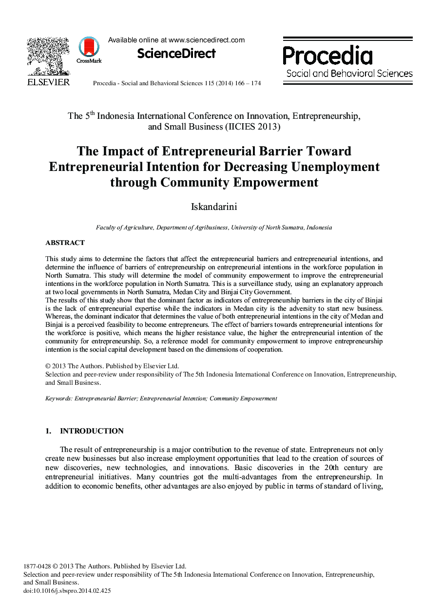 تأثیر موانع کارآفرینی بر انگیزه کارآفرینی و کاهش بیکاری به وسیله توانمندسازی جامعه