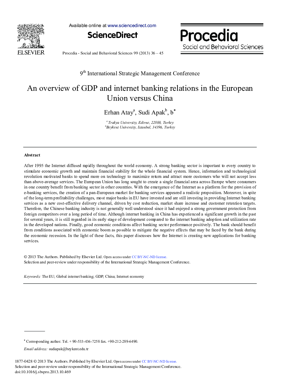 An Overview of GDP and Internet Banking Relations in the European Union Versus China 