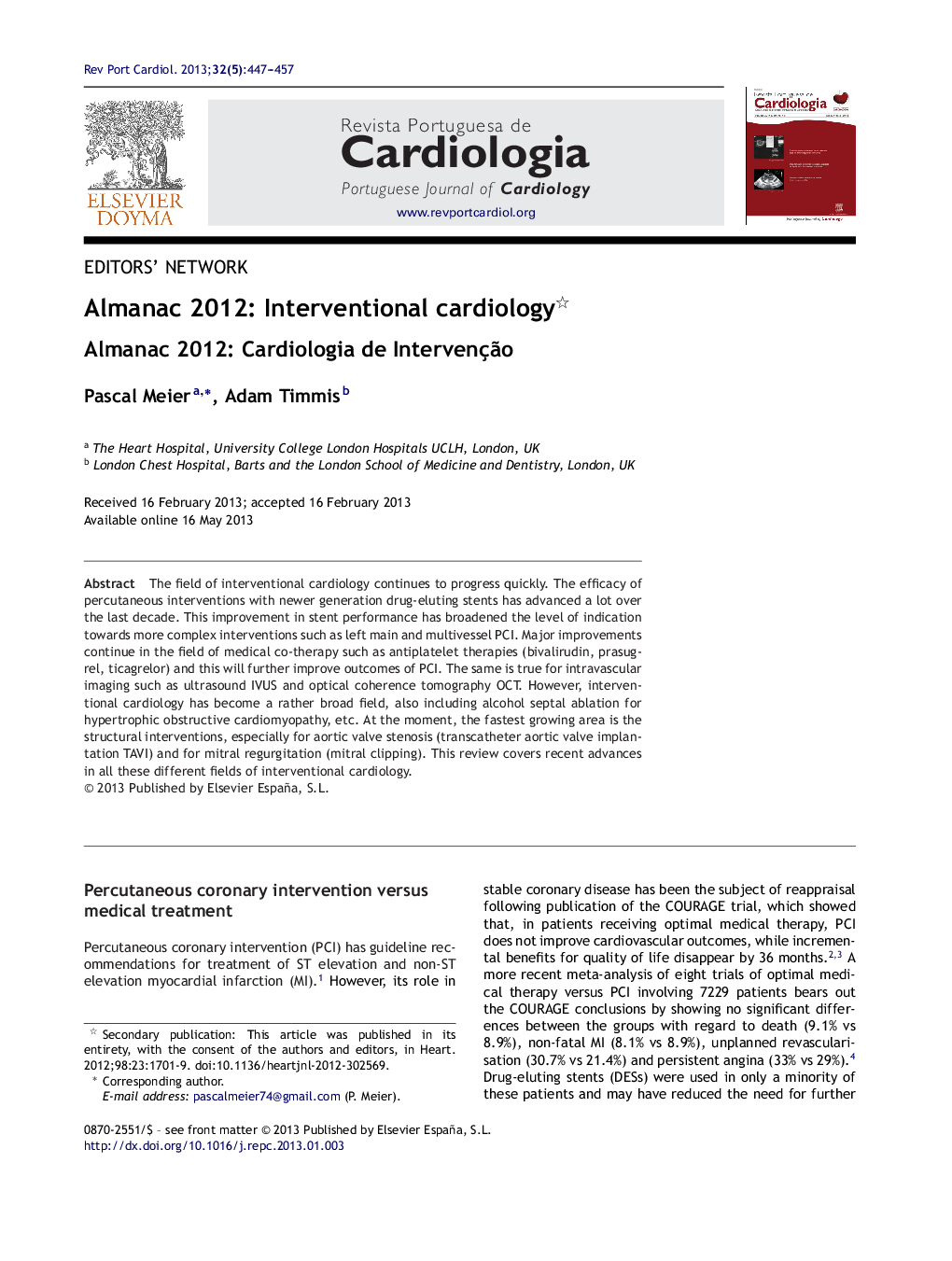 Almanac 2012: Interventional cardiology 