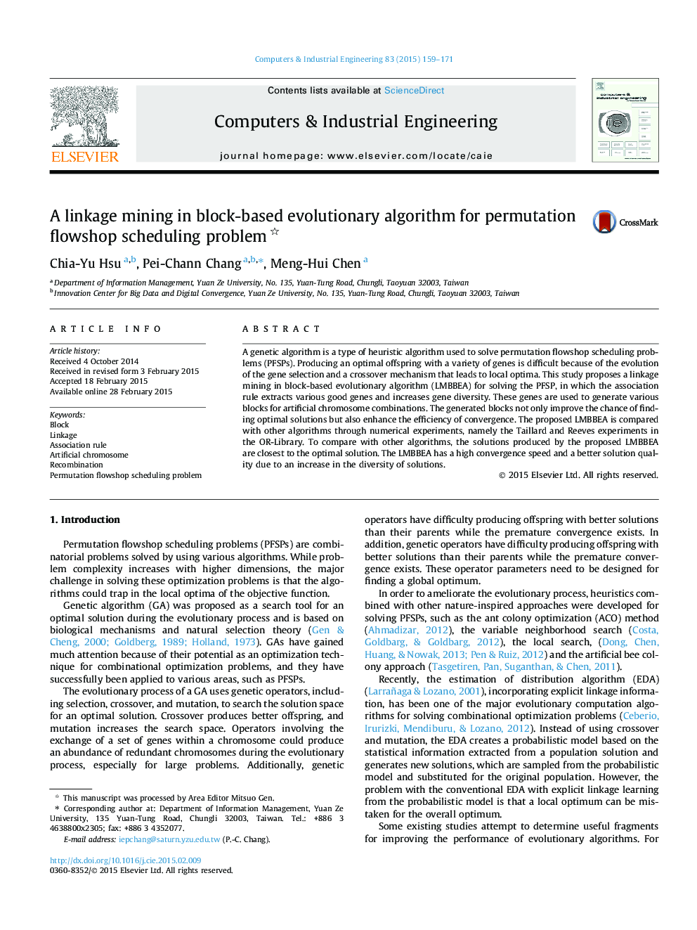 A linkage mining in block-based evolutionary algorithm for permutation flowshop scheduling problem 