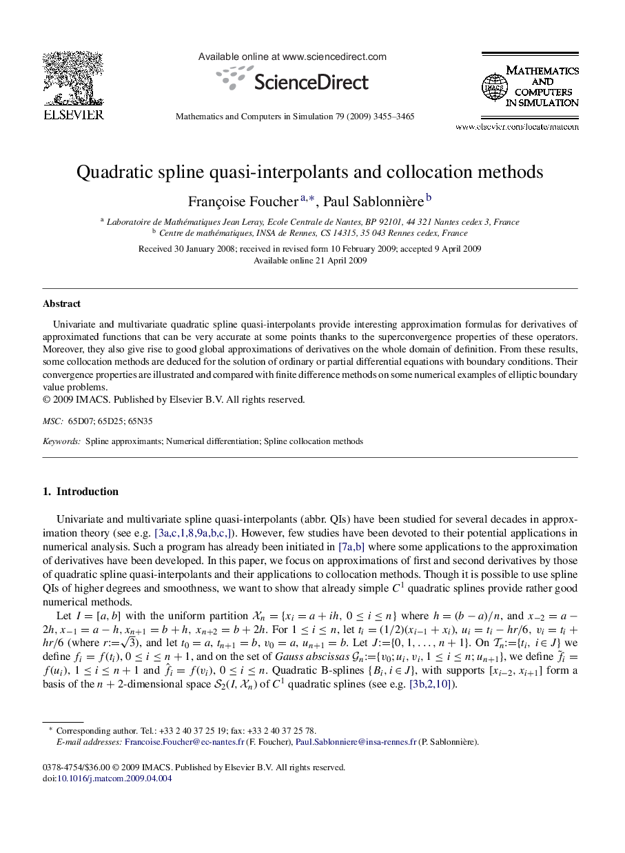 Quadratic spline quasi-interpolants and collocation methods