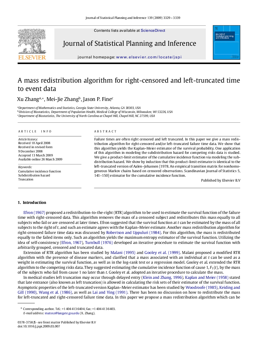 A mass redistribution algorithm for right-censored and left-truncated time to event data