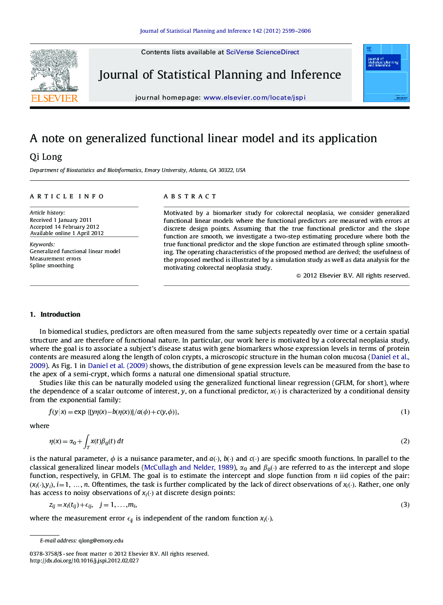 A note on generalized functional linear model and its application