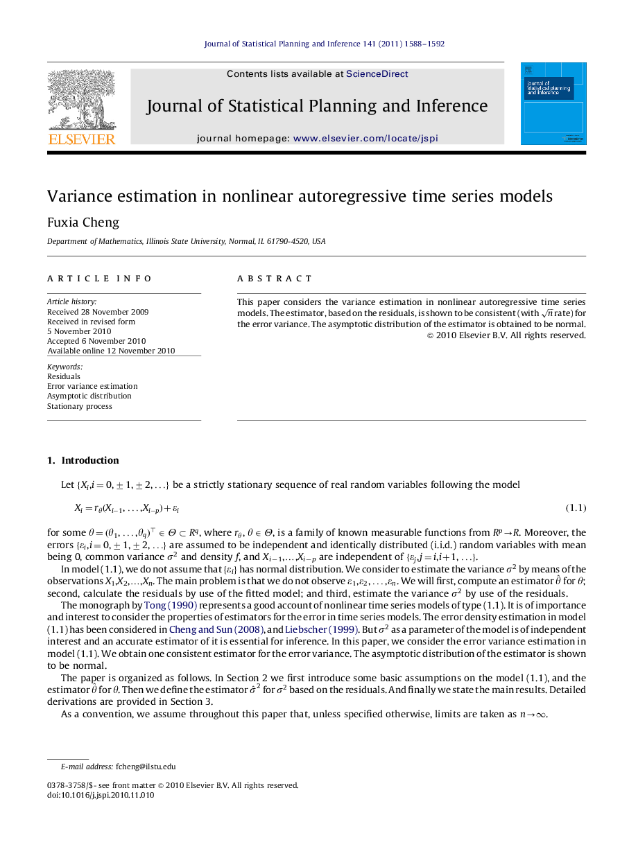 Variance estimation in nonlinear autoregressive time series models