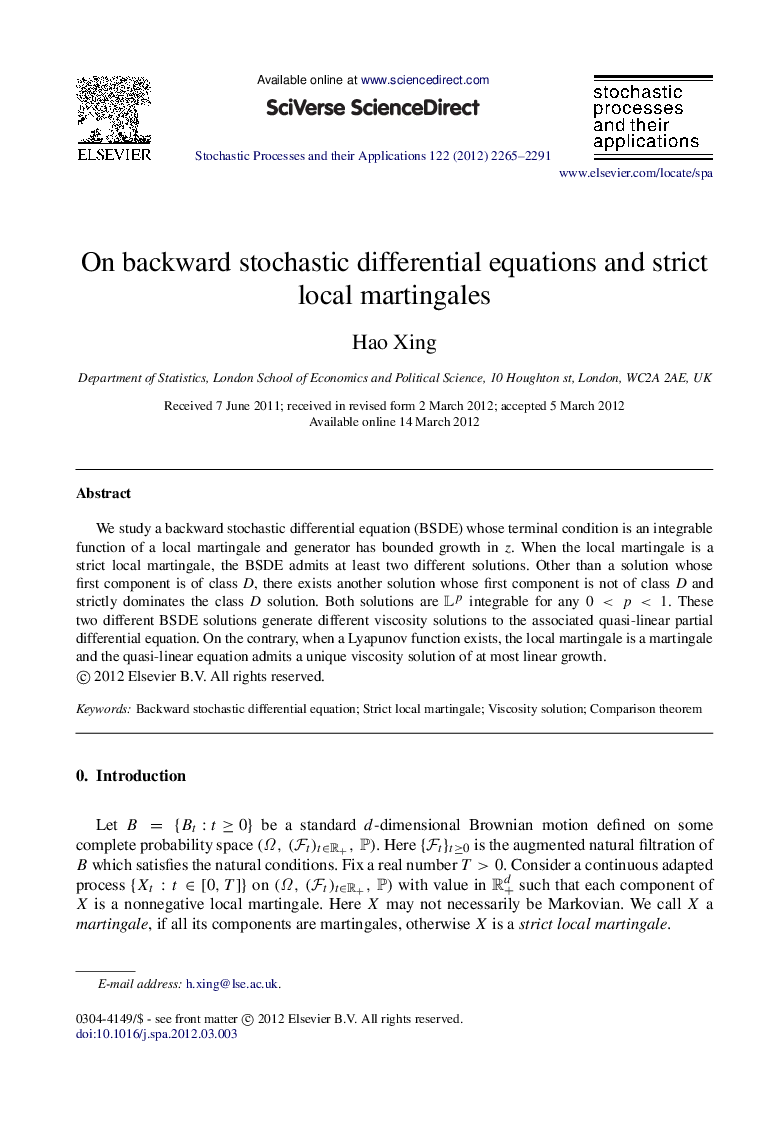 On backward stochastic differential equations and strict local martingales