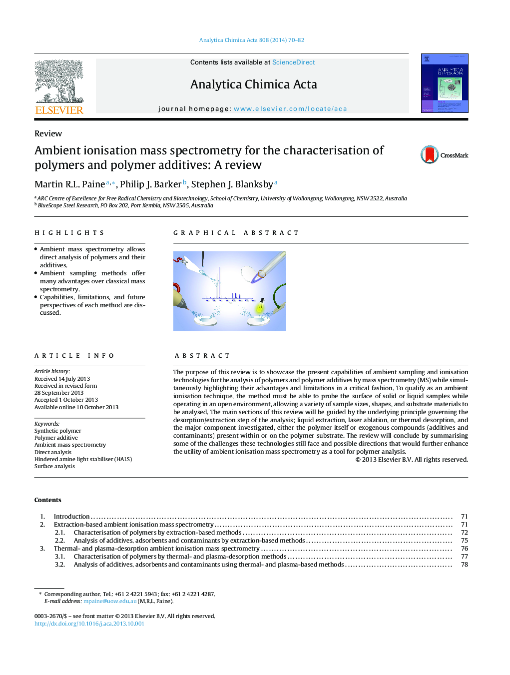 طیف سنجی جرم یونیزاسیون محیطی برای مشخص کردن پلیمرها و افزودنیهای پلیمری: بررسی 
