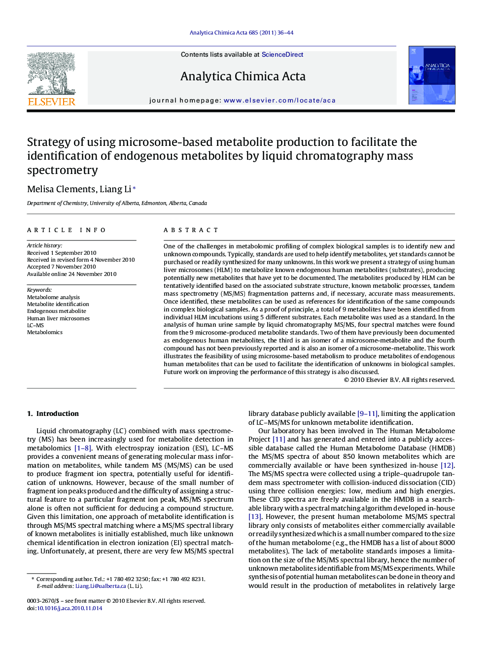 Strategy of using microsome-based metabolite production to facilitate the identification of endogenous metabolites by liquid chromatography mass spectrometry