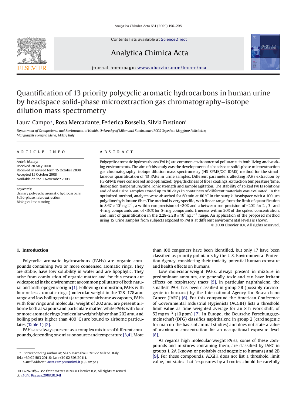 Quantification of 13 priority polycyclic aromatic hydrocarbons in human urine by headspace solid-phase microextraction gas chromatography–isotope dilution mass spectrometry