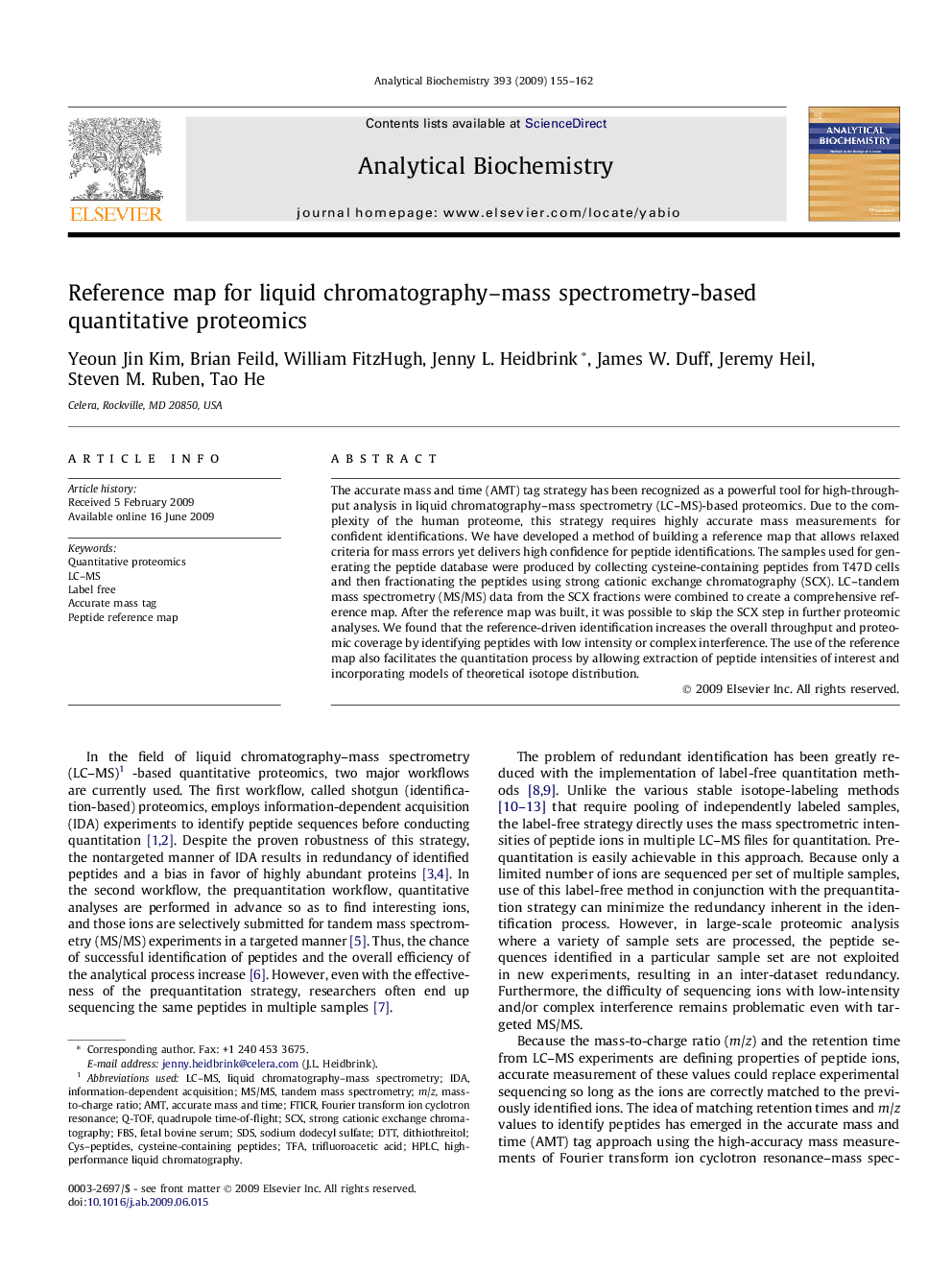 Reference map for liquid chromatography-mass spectrometry-based quantitative proteomics