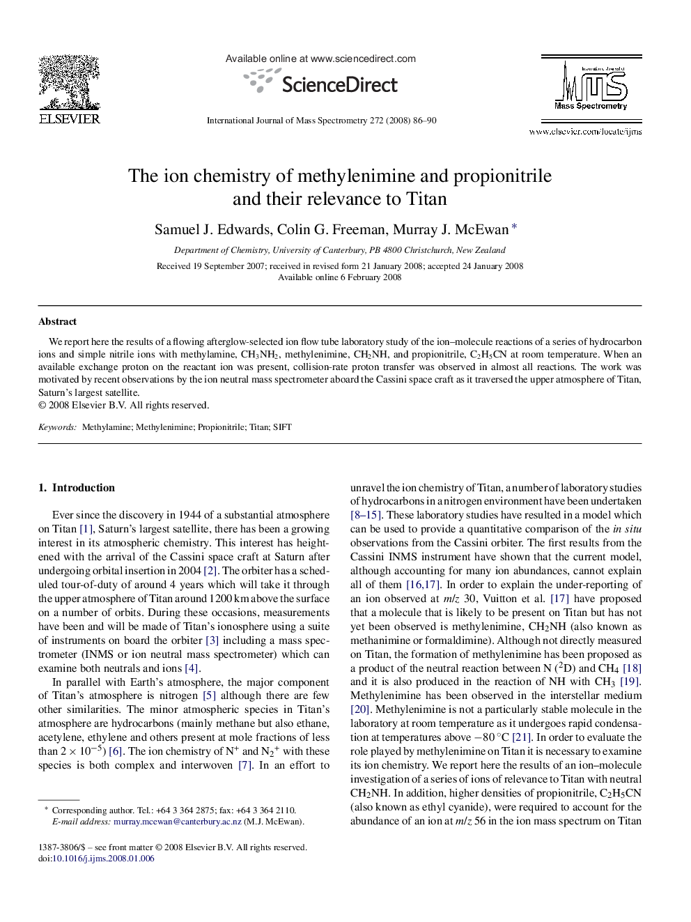 The ion chemistry of methylenimine and propionitrile and their relevance to Titan