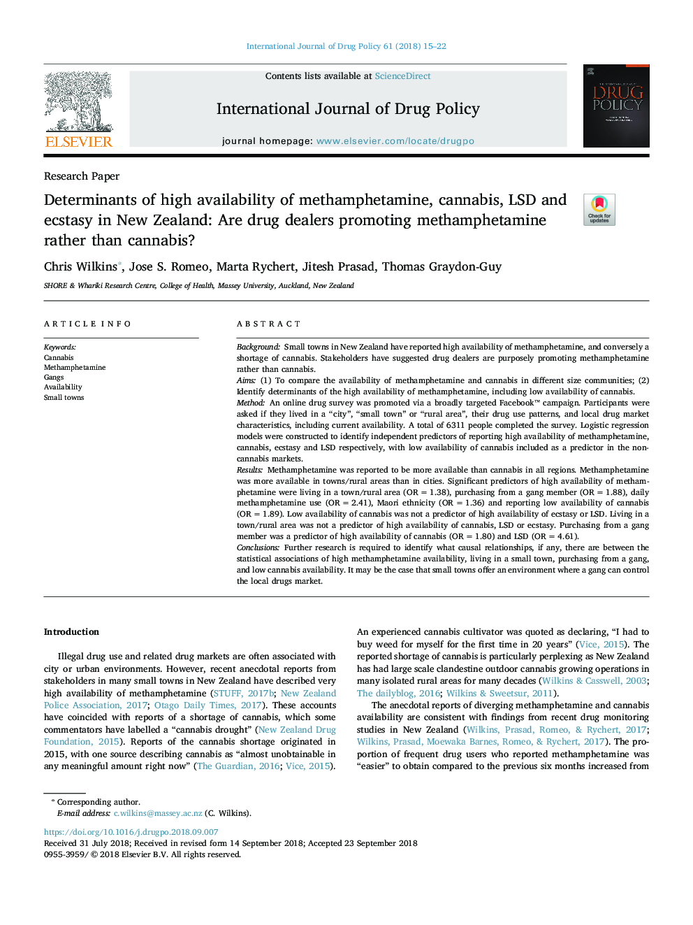 Determinants of high availability of methamphetamine, cannabis, LSD and ecstasy in New Zealand: Are drug dealers promoting methamphetamine rather than cannabis?