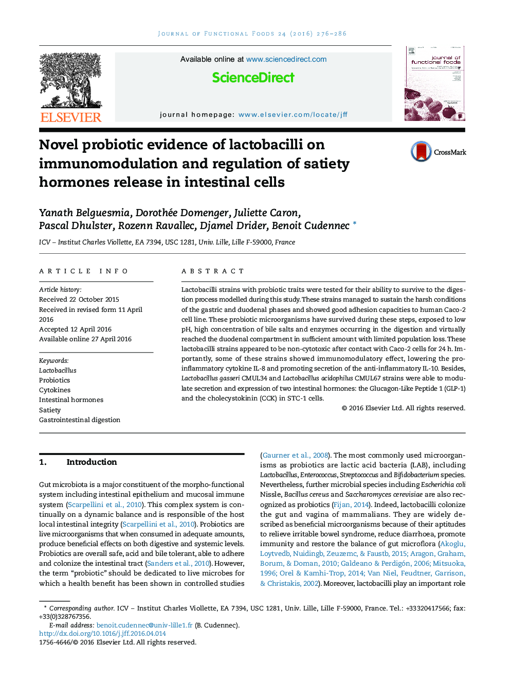شواهد پروبیوتیک جدید لاکتوباسیل بر روی ایمونوادوالسیون و تنظیم انتشار هورمون های سدیم در سلول های روده 
