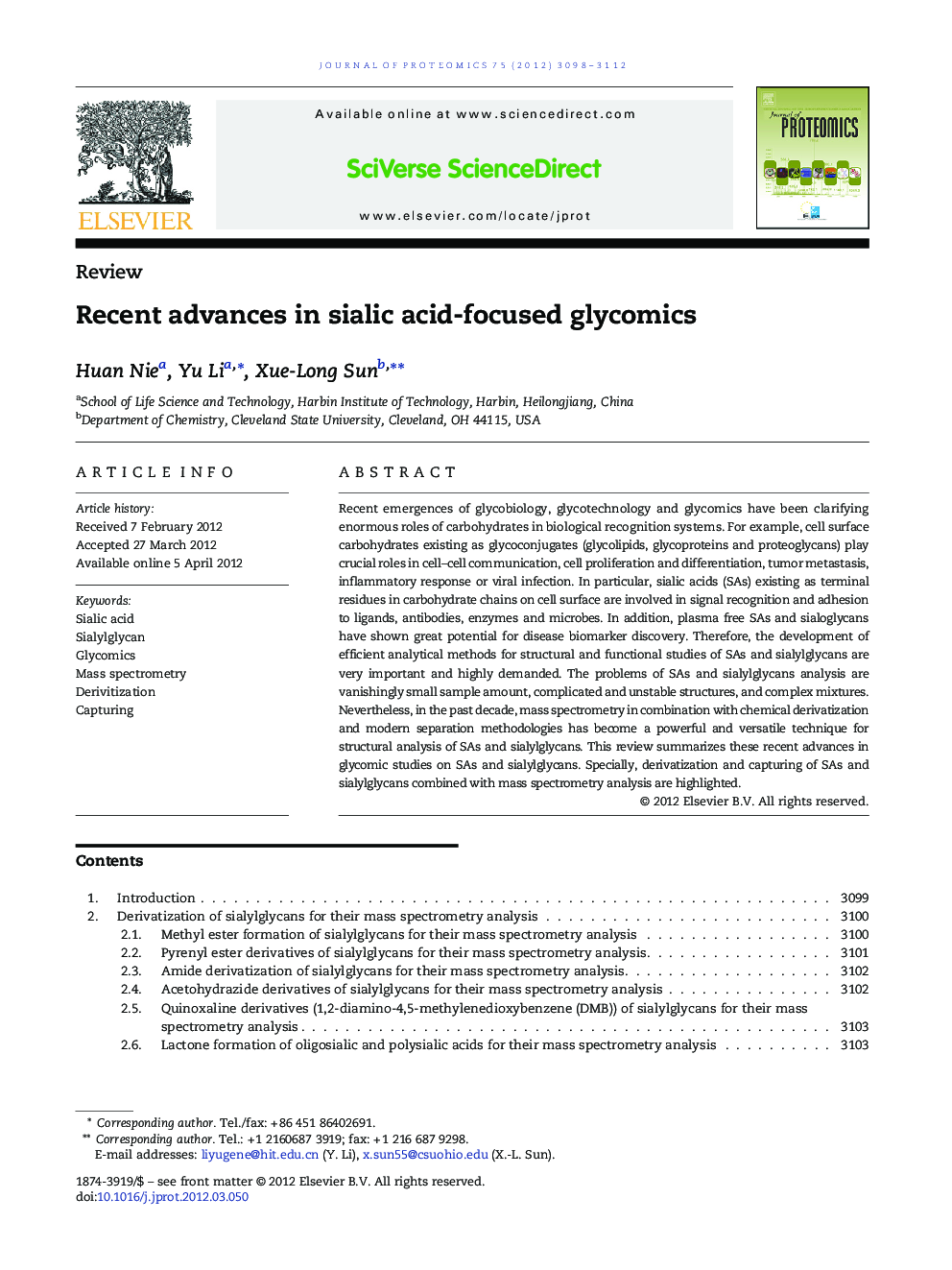 Recent advances in sialic acid-focused glycomics