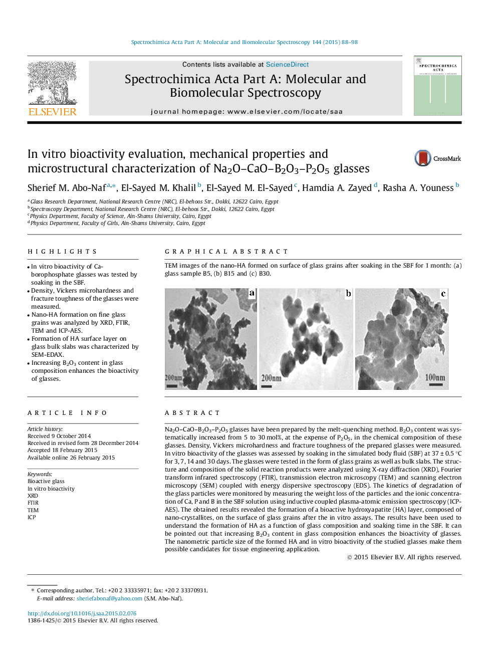 In vitro bioactivity evaluation, mechanical properties and microstructural characterization of Na2O–CaO–B2O3–P2O5 glasses