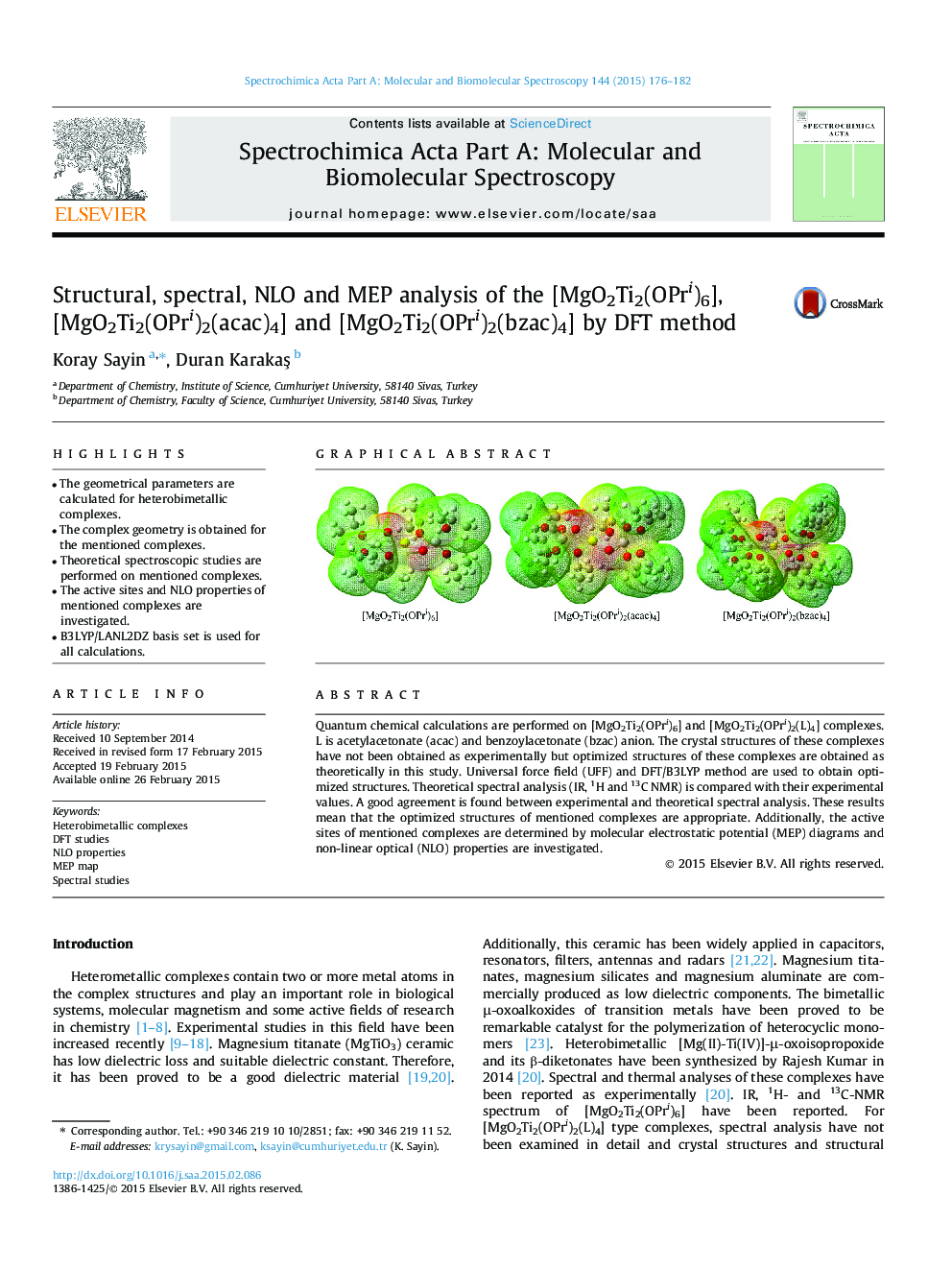 Structural, spectral, NLO and MEP analysis of the [MgO2Ti2(OPri)6], [MgO2Ti2(OPri)2(acac)4] and [MgO2Ti2(OPri)2(bzac)4] by DFT method