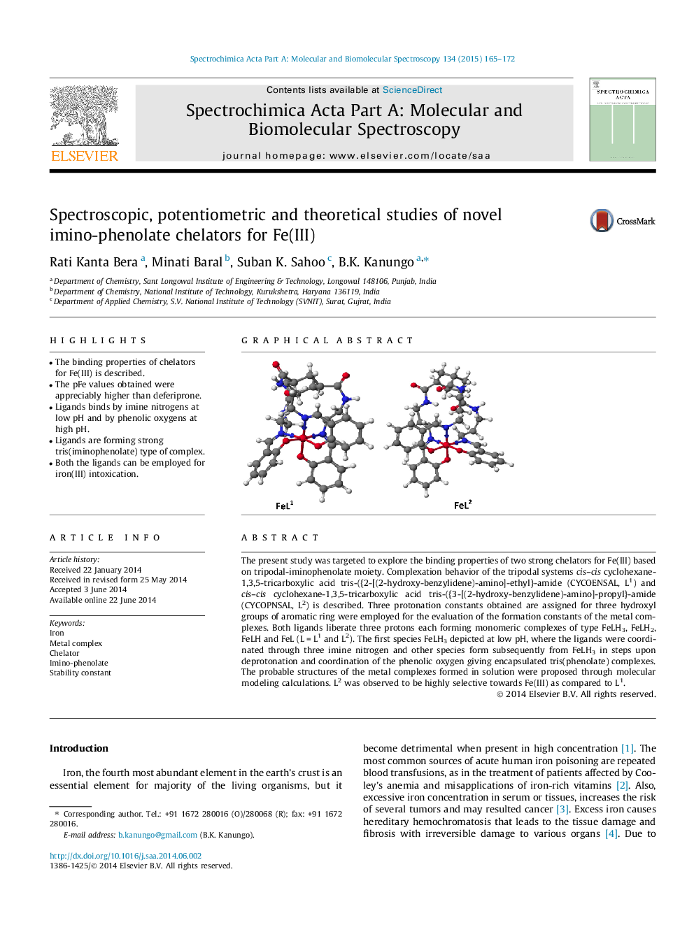 Spectroscopic, potentiometric and theoretical studies of novel imino-phenolate chelators for Fe(III)