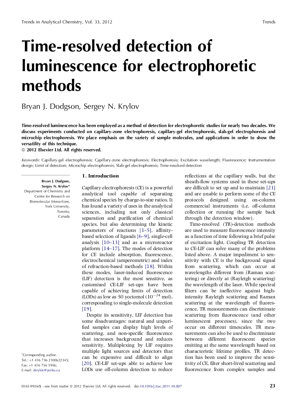 Time-resolved detection of luminescence for electrophoretic methods