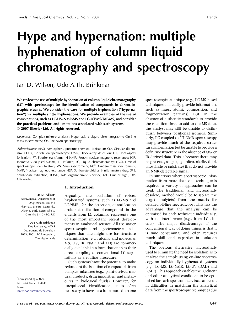Hype and hypernation: multiple hyphenation of column liquid chromatography and spectroscopy