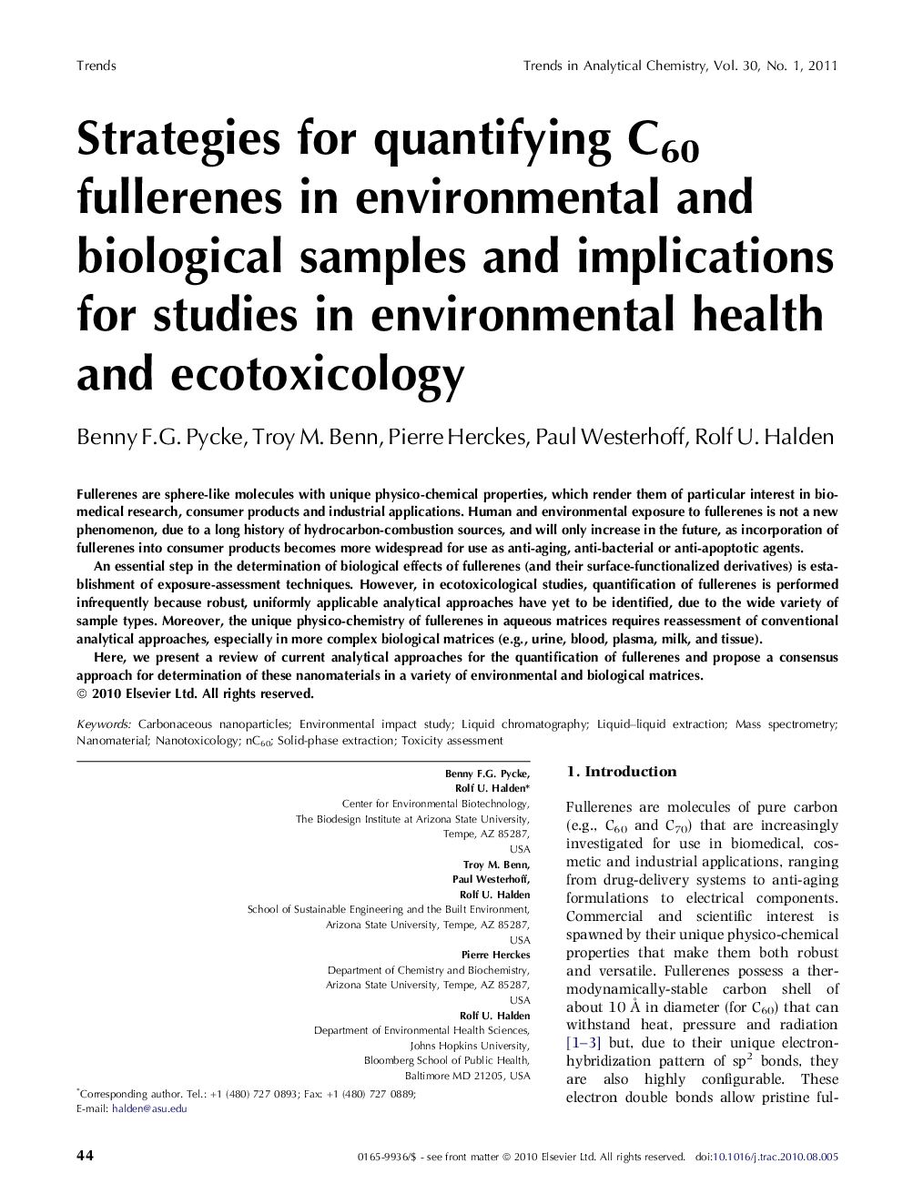 Strategies for quantifying C60 fullerenes in environmental and biological samples and implications for studies in environmental health and ecotoxicology
