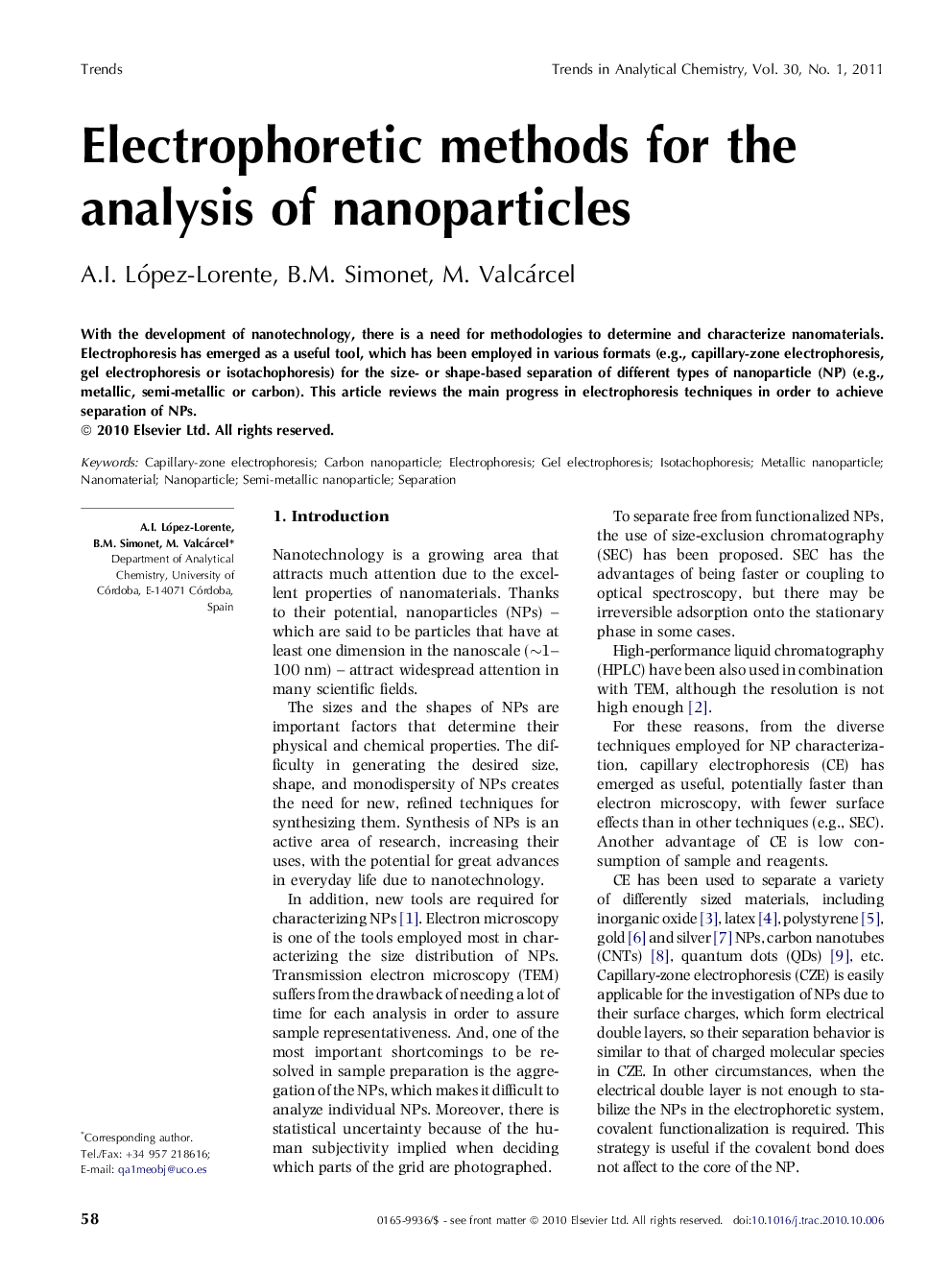 Electrophoretic methods for the analysis of nanoparticles