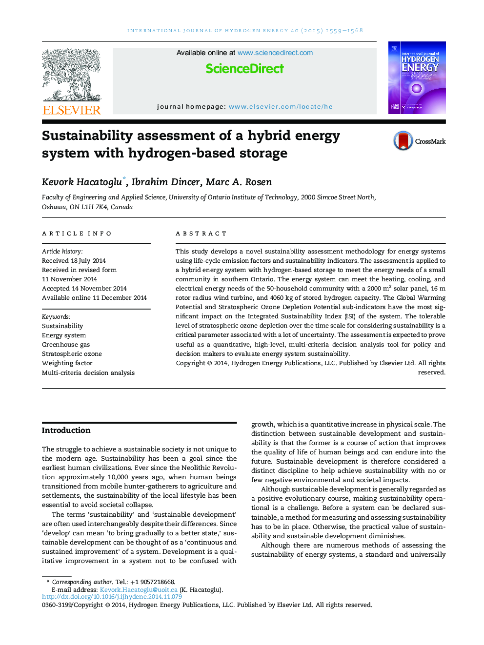 ارزیابی پایداری یک سیستم انرژی ترکیبی با ذخیره سازی مبتنی بر هیدروژن 