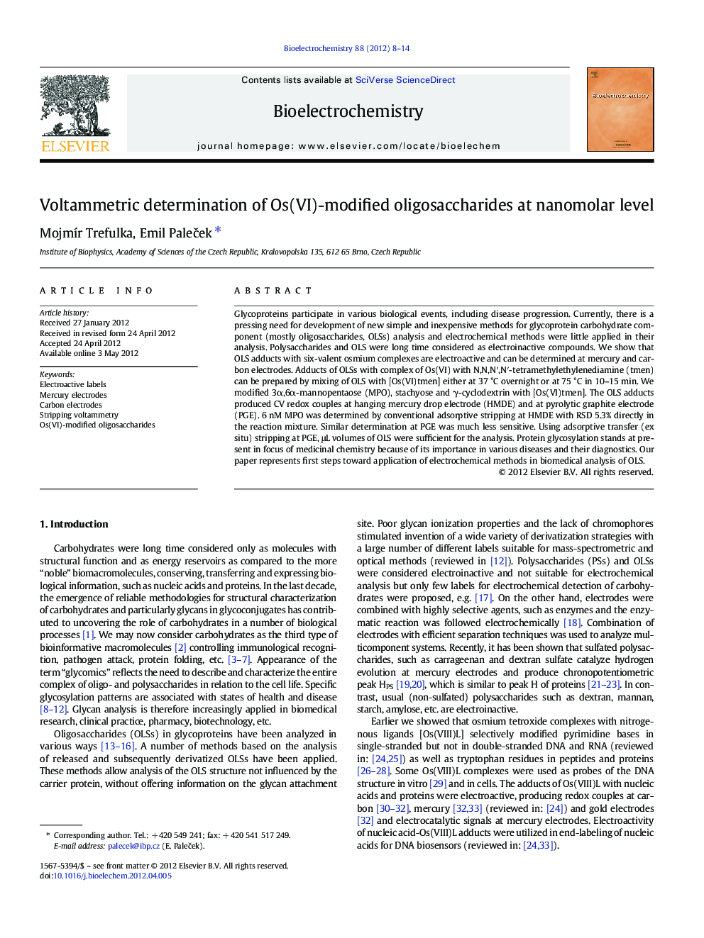 Voltammetric determination of Os(VI)-modified oligosaccharides at nanomolar level