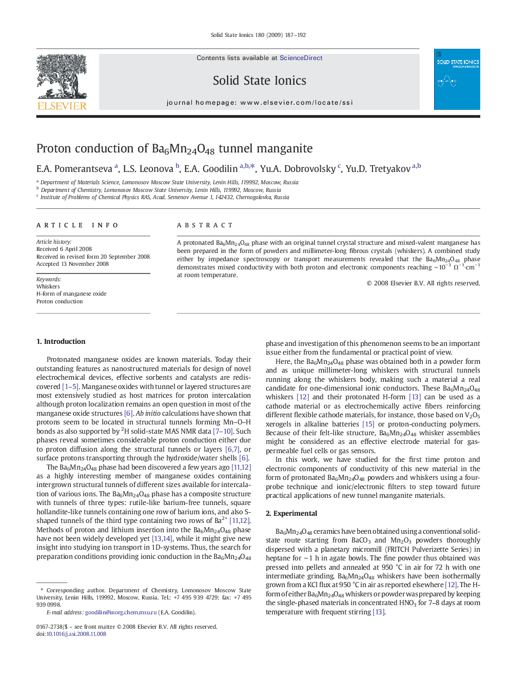 Proton conduction of Ba6Mn24O48 tunnel manganite