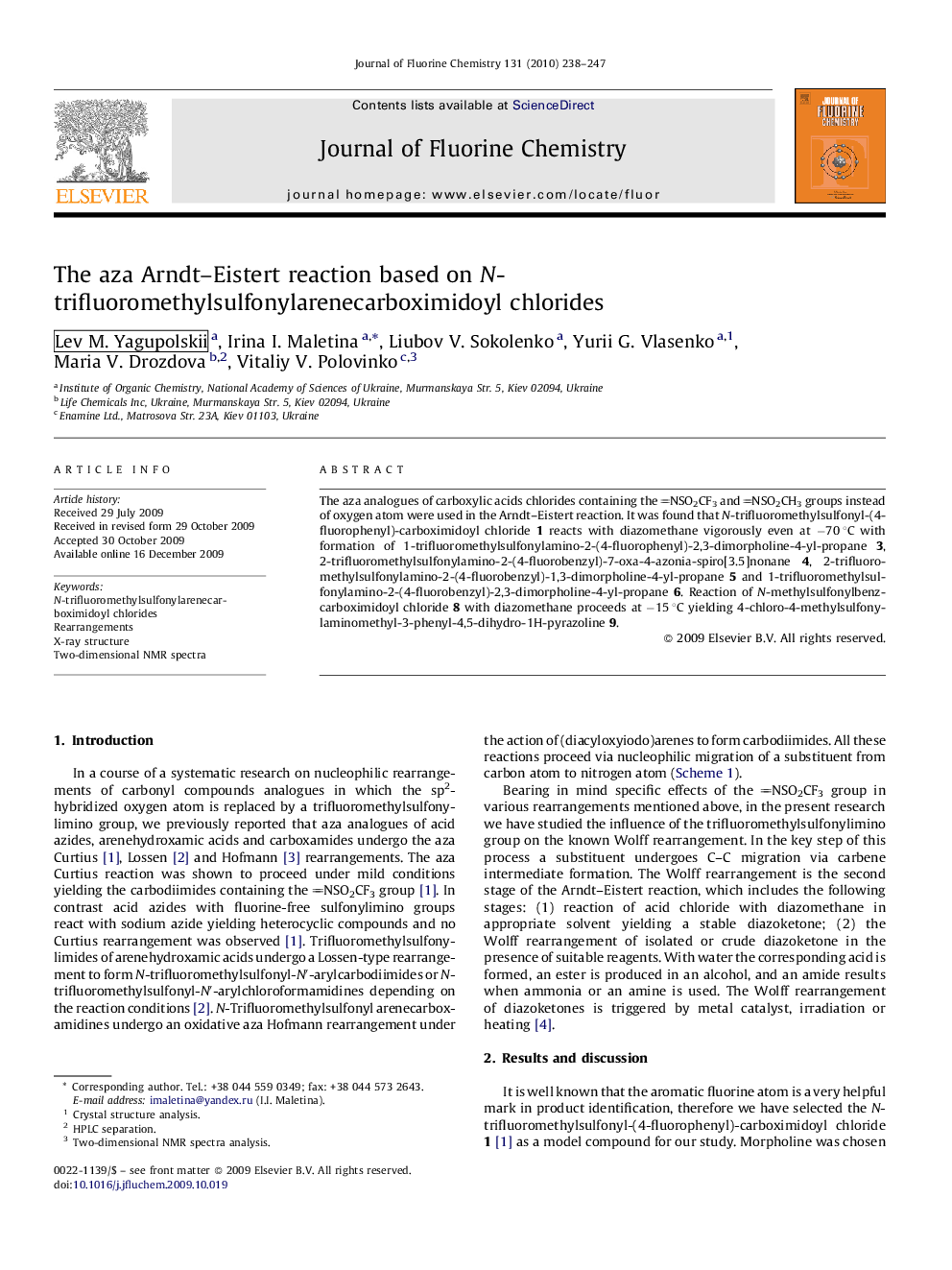 The aza Arndt–Eistert reaction based on N-trifluoromethylsulfonylarenecarboximidoyl chlorides