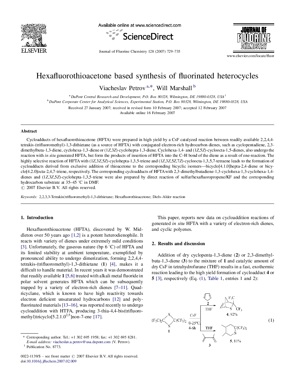 Hexafluorothioacetone based synthesis of fluorinated heterocycles