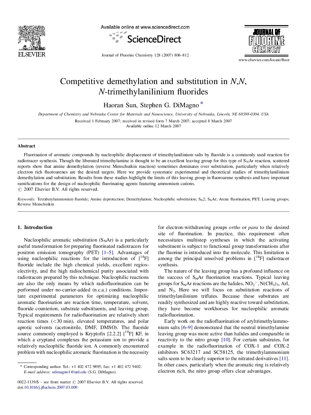 Competitive demethylation and substitution in N,N,N-trimethylanilinium fluorides
